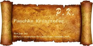 Paschke Krisztofer névjegykártya